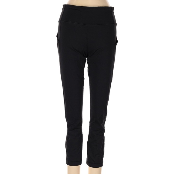 Lululemon Pace Rival Crop 22" Capri Length Leggings Side Pockets Black Size 4 - Picture 4 of 8